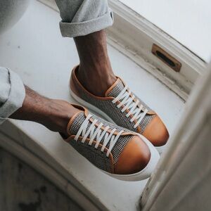 Taft The Jack Houndstooth Wool Leather Sneakers EU 39 US 6-6.5